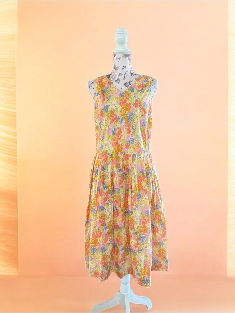 Talbots Floral Midi Dress in Yellow, Pink, Blue